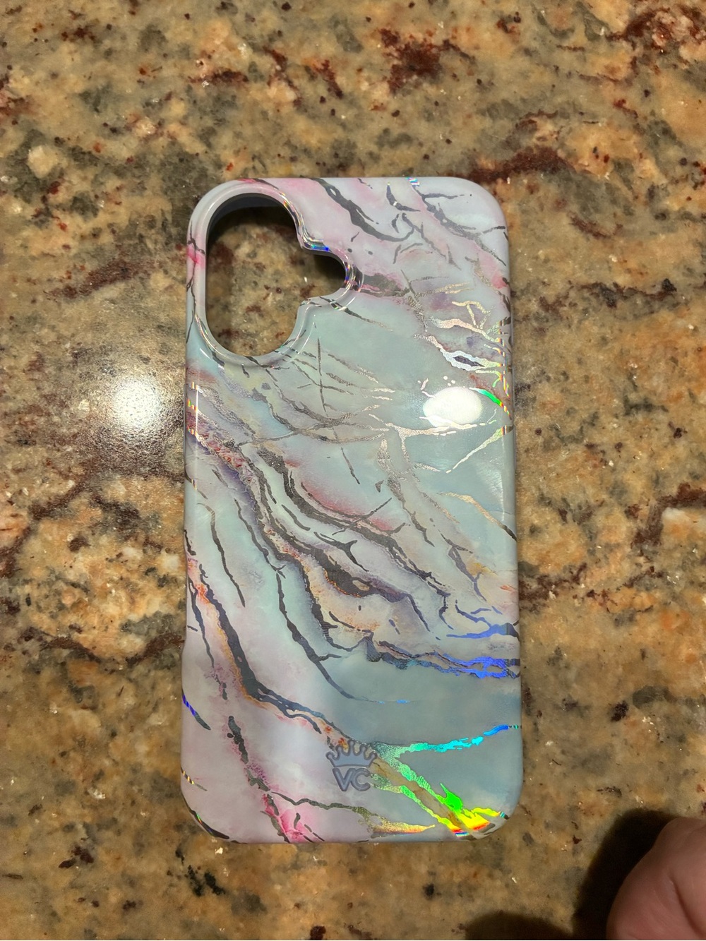 iPhone 16 - Pink & Blue Marble Holographic Phone Case